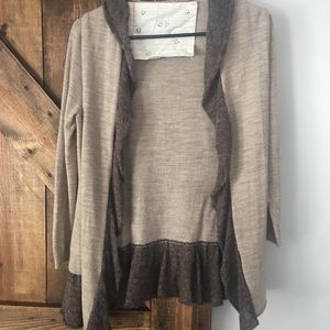 ANTHROPOLOGIE cardigan with wool ruffle